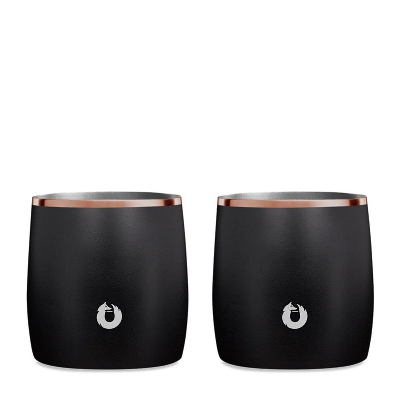 SNOWFOX Premium Vacuum Insulated Stainless Steel Whiskey Rocks Glass, Set of 2, Old Fashioned, Whiskey, Lowball Glasses, Elegant Home Bartending, Beverages & Cocktails Stay Cold, Black/Gold - Image 1